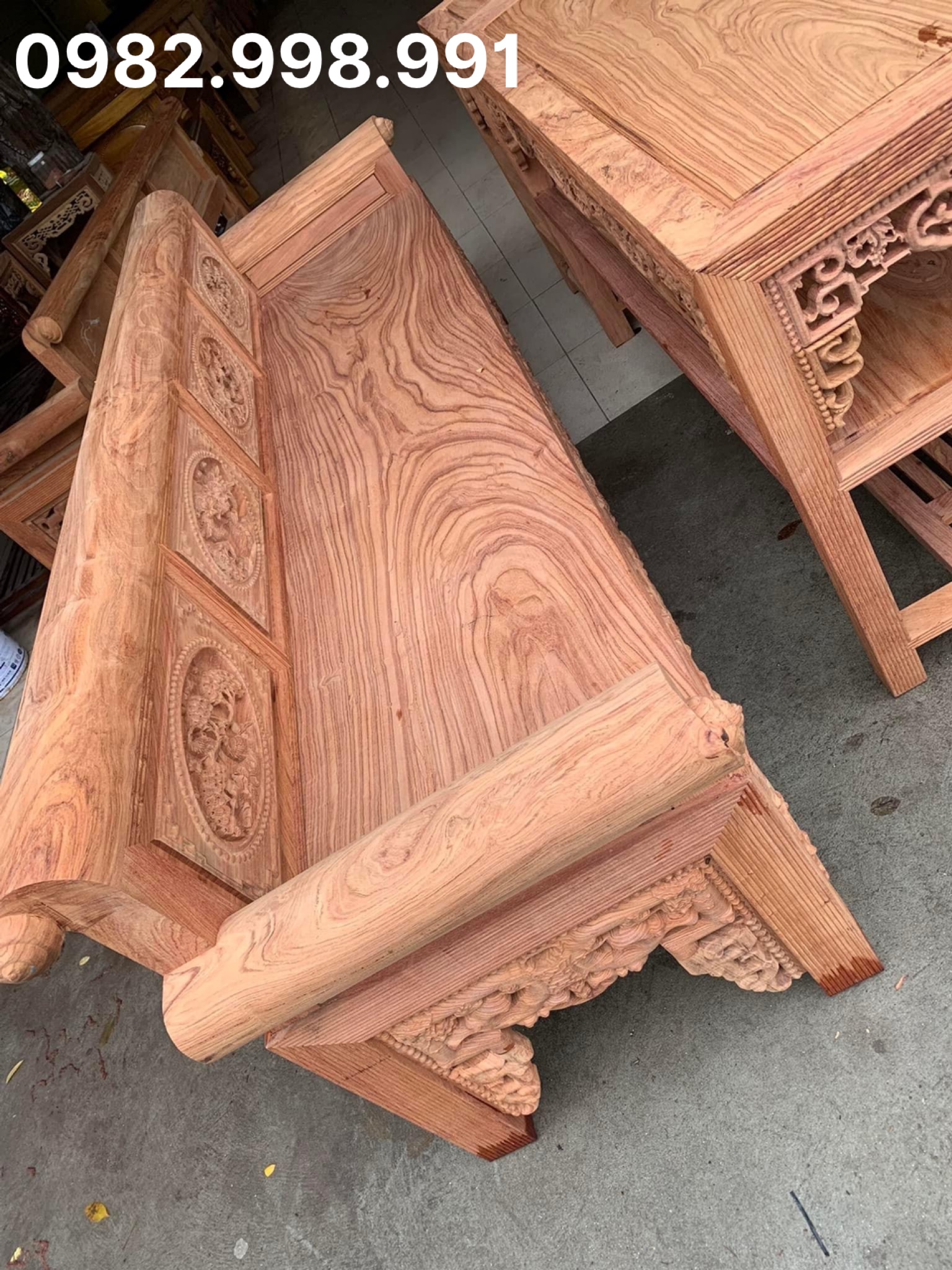 Bộ ghế trường kỷ gỗ hương hàng mộc