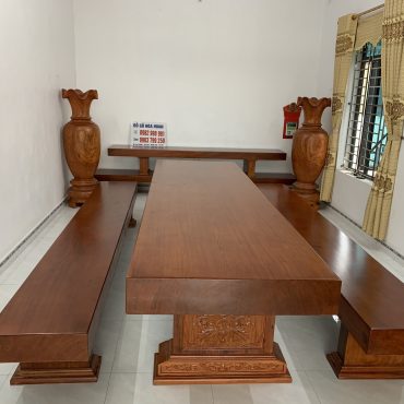 Bộ bàn ăn gỗ hương dài 3m60 rộng 107