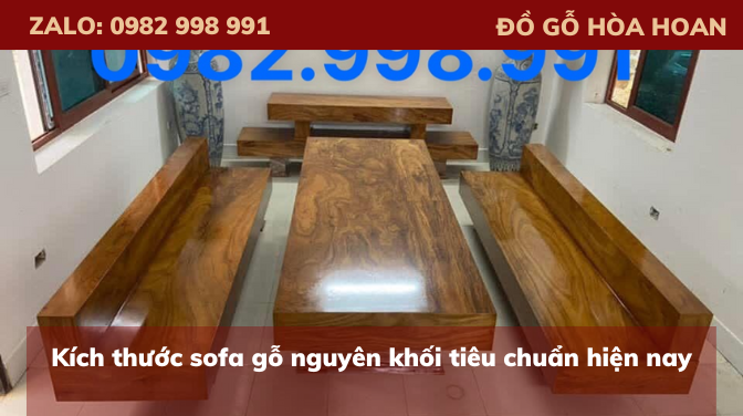 Kích thước sofa gỗ nguyên khối tiêu chuẩn hiện nay