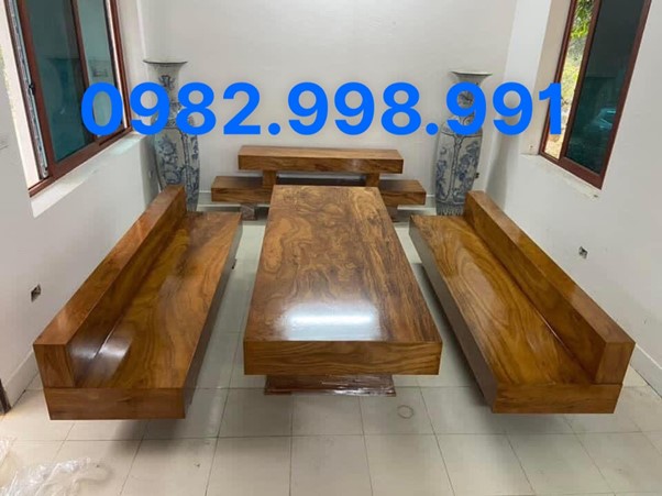Bộ bàn ghế 3 món nguyên khối gỗ lim