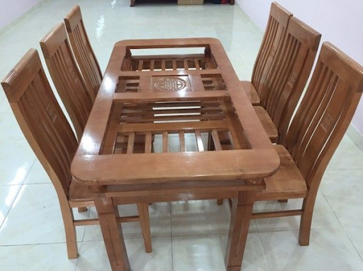 Bộ bàn ăn 6 ghế gỗ sồi sang trọng, giá rẻ