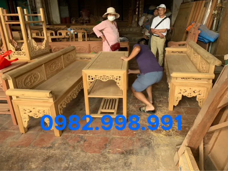 Bộ bàn ghế trường kỷ với thiết kế đơn giản