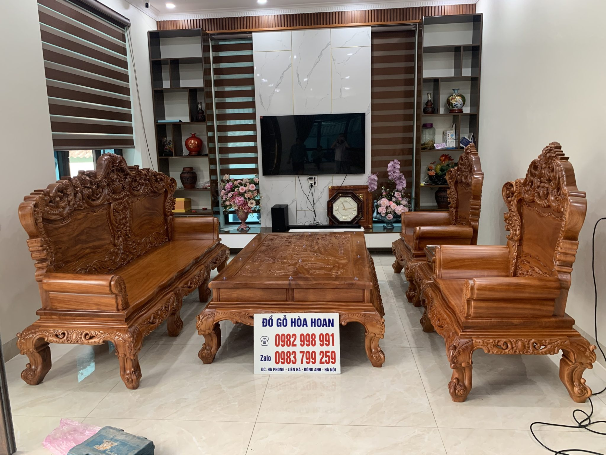 Bộ ghế hoàng gia gồm 6 món gỗ gõ cao cấp