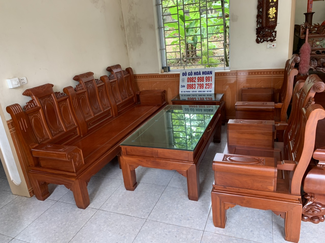 Bộ 6 món bàn ghế Âu Á cuốn thư tay hộp gỗ gõ đỏ