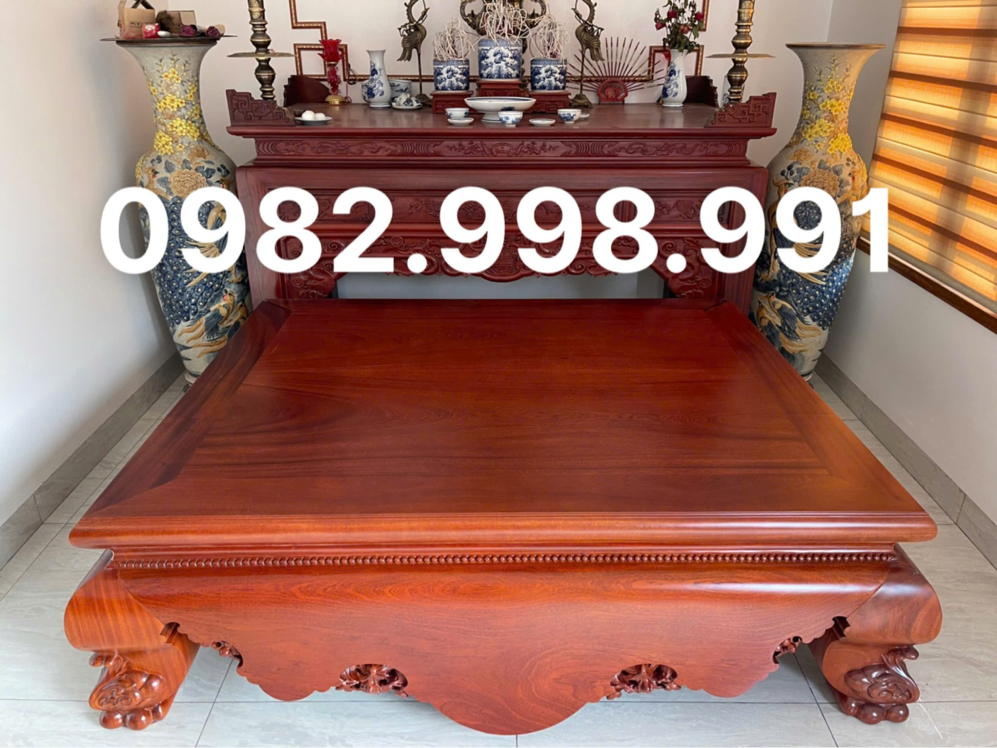 Sập gỗ hương dài 2m rộng 1m6 chân 24