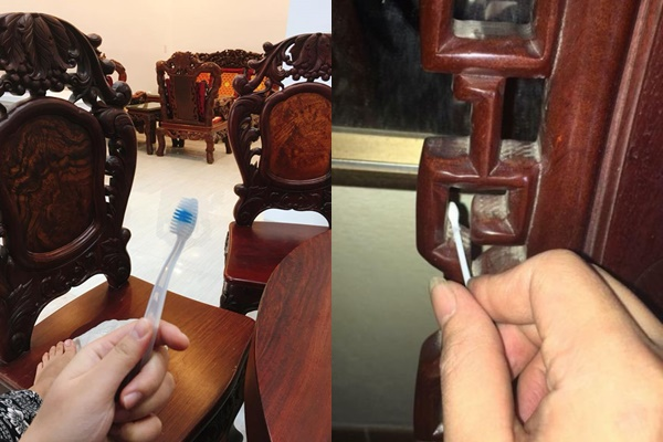 Tận dụng bàn chải lông mềm cho góc hẹp