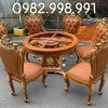Bộ bàn ăn tròn gỗ gõ 7 món