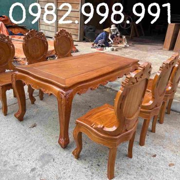Bộ bàn ăn gỗ gõ 7 món
