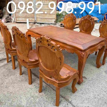 Bộ bàn ăn gỗ gõ 7 món