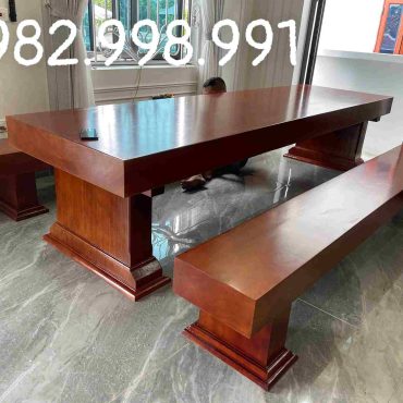 Bộ ghế bàn ăn nguyên khối gỗ gõ