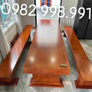 Bộ ghế bàn ăn nguyên khối gỗ gõ