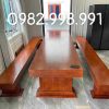 Bộ ghế bàn ăn nguyên khối gỗ gõ