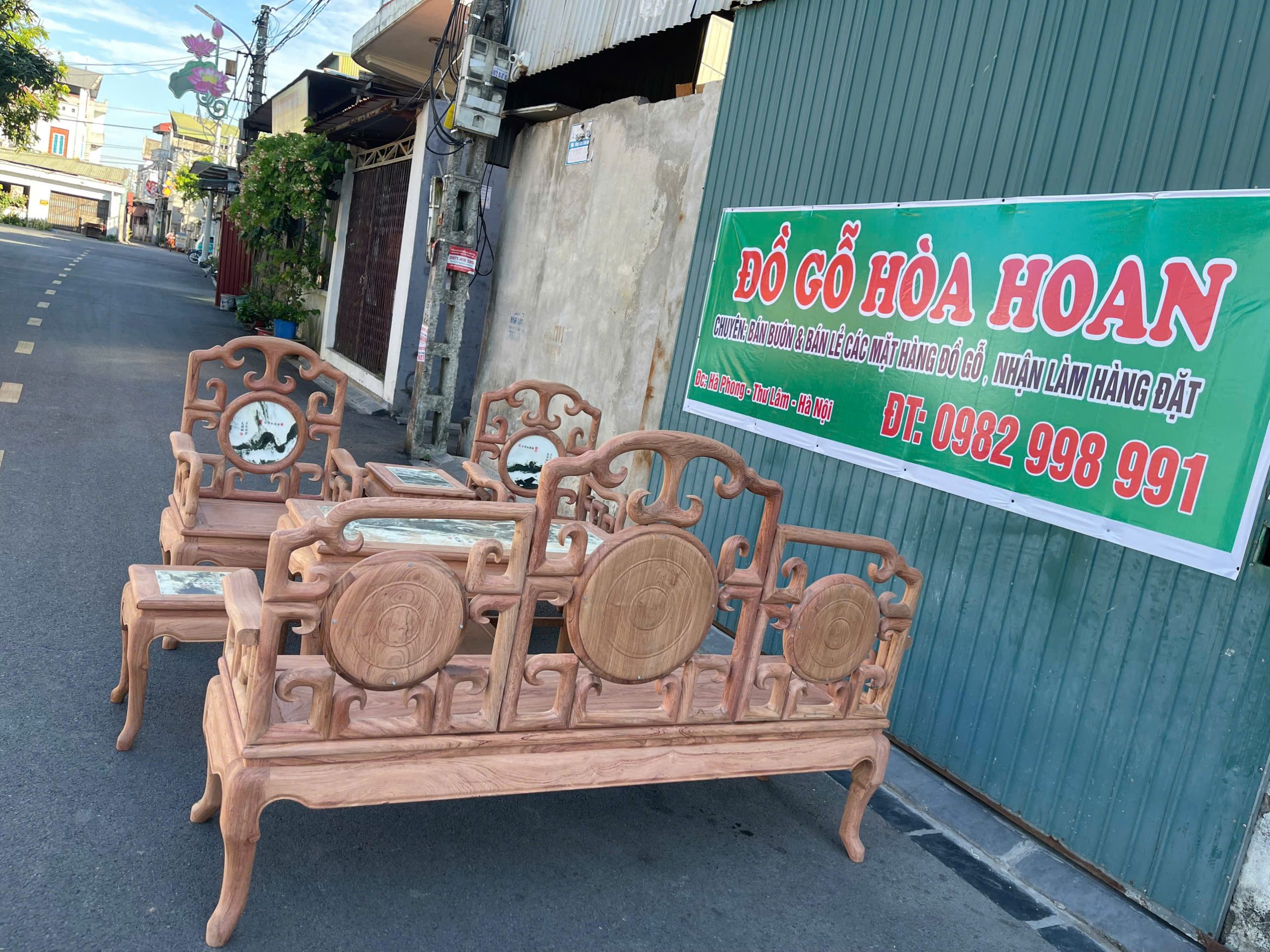Bộ ghê móc mỏ gỗ hương 6 món
