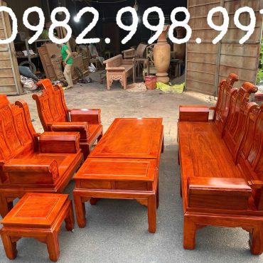 Bộ ghế mẫu Cuốn thư gỗ hương đá tay hộp gồm 6 món