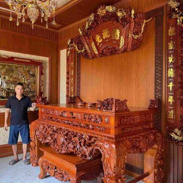 Sập thờ mai điểu gỗ hương đá