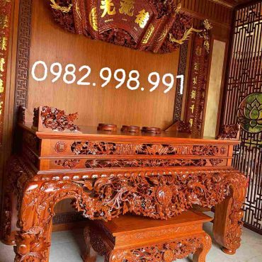 Sập thờ mai điểu gỗ hương đá