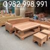 Bộ ghế sô pha góc gỗ hương đá 5 món