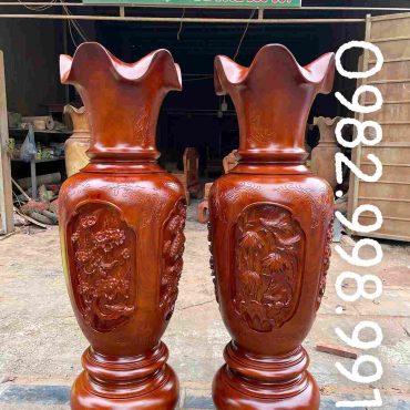 Đôi lục bình gỗ hương cao 1m8