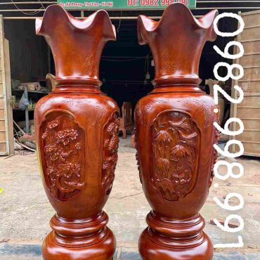 Đôi lục bình gỗ hương cao 1m8