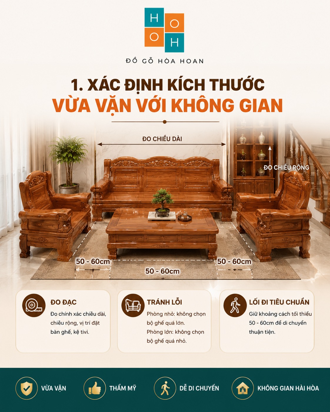 kinh nghiệm mua bàn ghế gỗ phòng khách