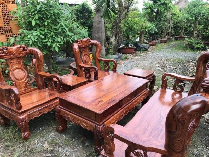 Bộ bàn ghế gỗ cẩm lai tay 12