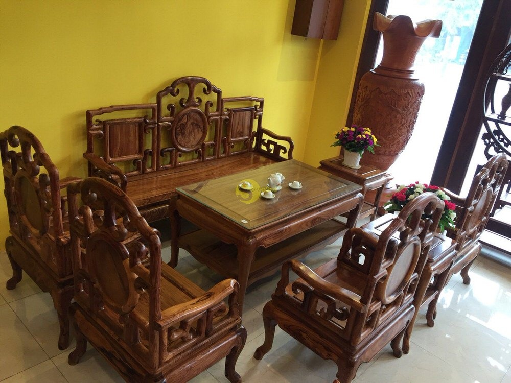 Bộ bàn ghế triện móc gỗ cẩm lai 