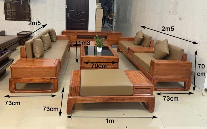 Sofa gỗ phòng khách hiện đại gỗ sồi tự nhiên 