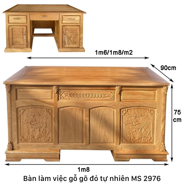 Bàn làm việc gỗ đỏ tự nhiên