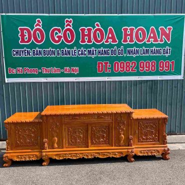 Kệ Gỗ Gõ Dài 2m37 sâu 43 cm cao 81cm