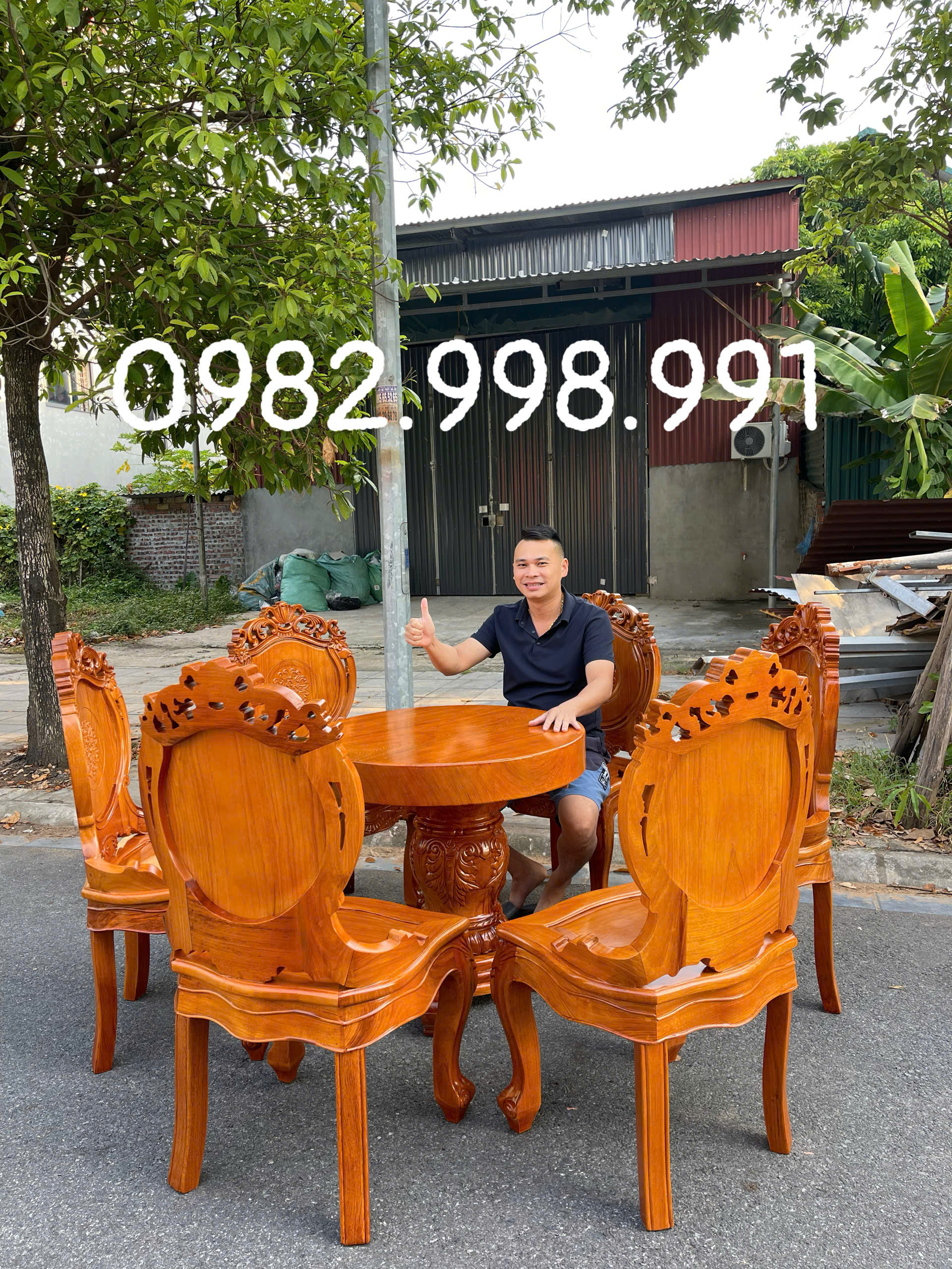 Bàn ăn gỗ gõ 7 món