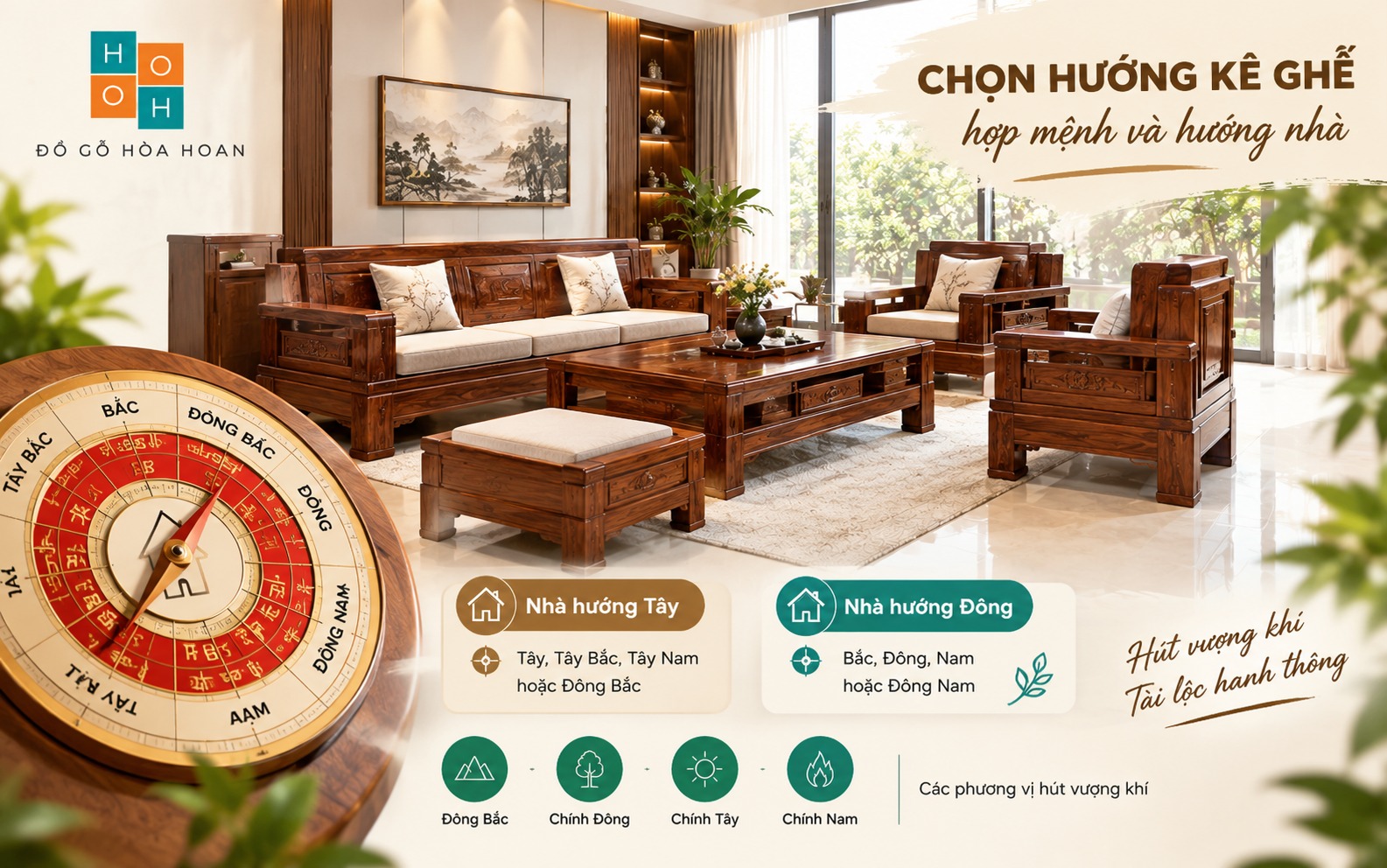 Chọn hướng kê ghế phù hợp mệnh và hướng nhà
